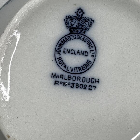 Antique Marlborough England Flow Blue Gravy Boat Porcelain  John Maddock & Sons - Picture 8 of 14